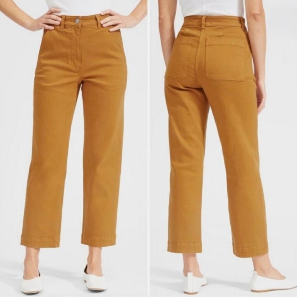Everlane Straight Leg Crop Pant 00 High Rise Golden Brown Short Inseam